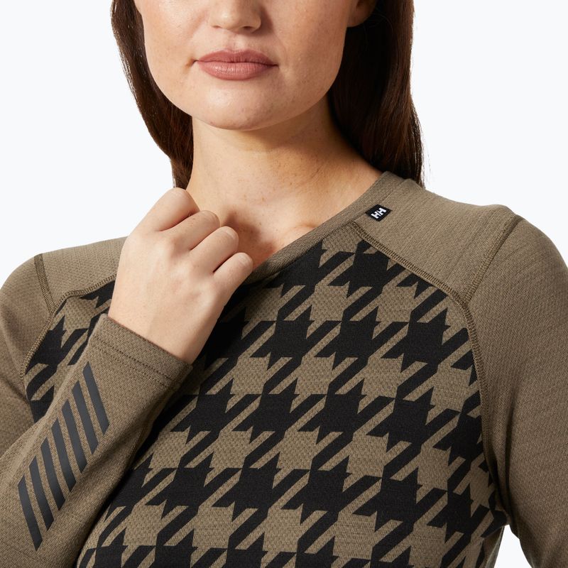 Helly Hansen Lifa Merino Midweight Graphic Crew women's thermal longsleeve sepia houndstooth aop 3