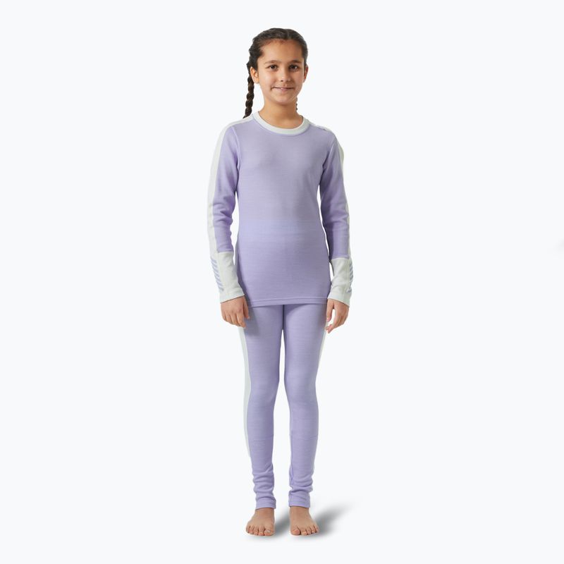 Helly Hansen JR Lifa Merino Midweight bright lavender children's thermal underwear set