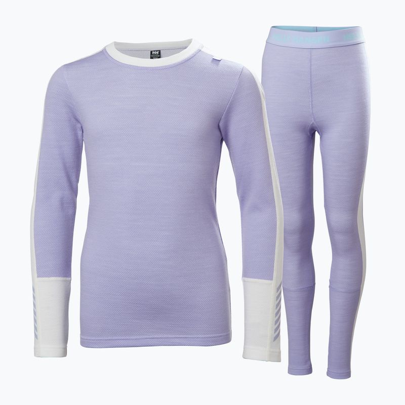 Helly Hansen JR Lifa Merino Midweight bright lavender children's thermal underwear set 5