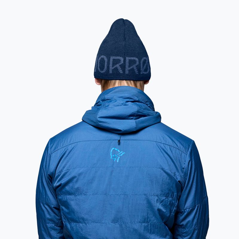 Winter hat NORRONA MerinoUll Logo Beanie indigo night melange 4