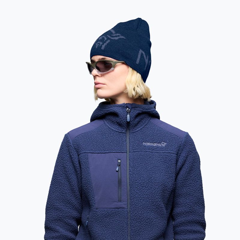 Winter hat NORRONA MerinoUll Logo Beanie indigo night melange 5