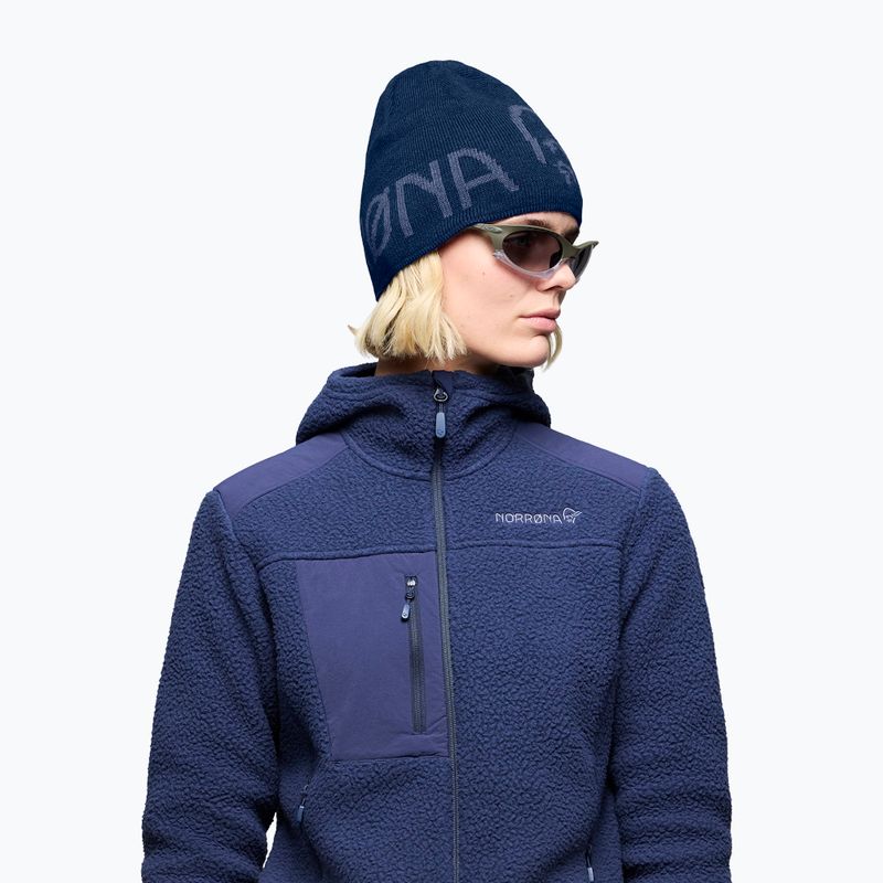 Winter hat NORRONA MerinoUll Logo Beanie indigo night melange 6