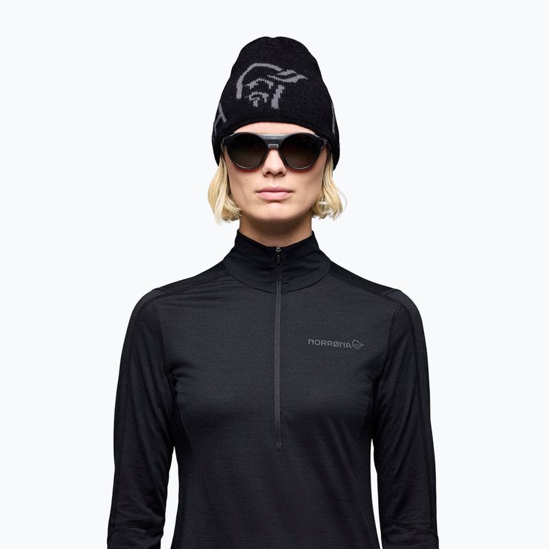 Winter hat NORRONA MerinoUll Logo Beanie caviar melange 2