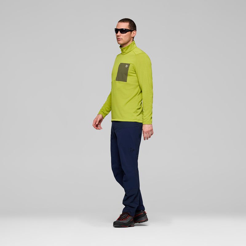 Men's trekking sweatshirt NORRONA Femund Warm1 Zip Neck golden lime/olive night 4