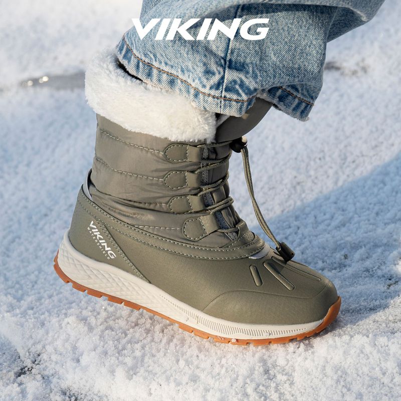 Children's snow boots Viking Footwear Equip Warm Waterproof Zip olive 8