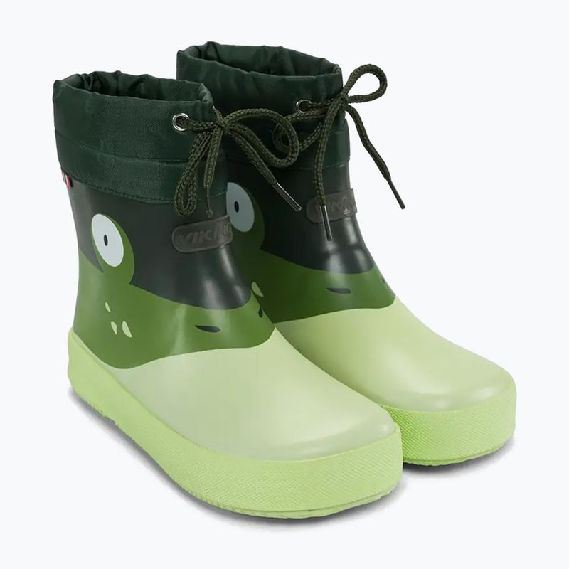 Children's Wellington Boots Viking Footwear Alv Barefoot Paw Print light green/green 10