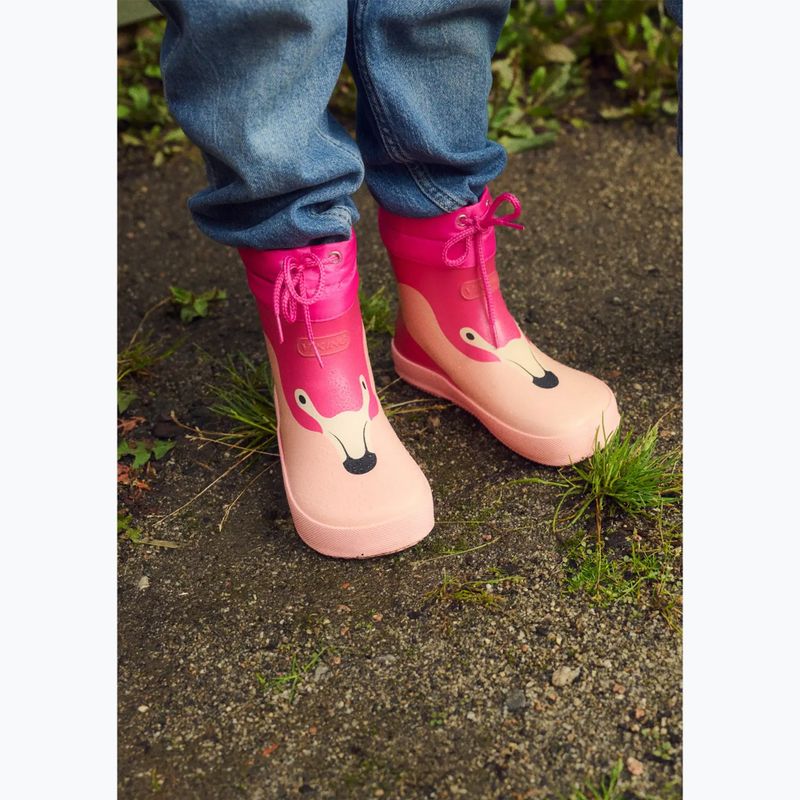 Children's Wellington Boots Viking Footwear Alv Barefoot Paw Print light pink/magenta 14