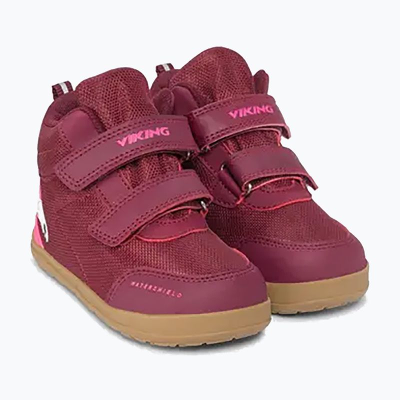 Children's barefoot shoes Viking Footwear Alv Barefoot Mid 2V Waterproof burgundy 10