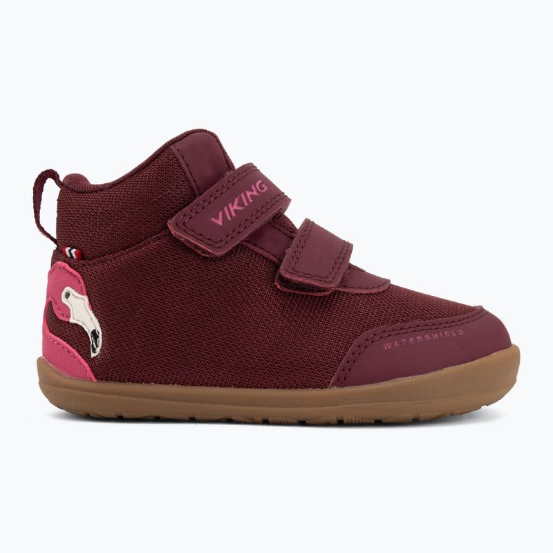 Children's barefoot shoes Viking Footwear Alv Barefoot Mid 2V Waterproof burgundy 2