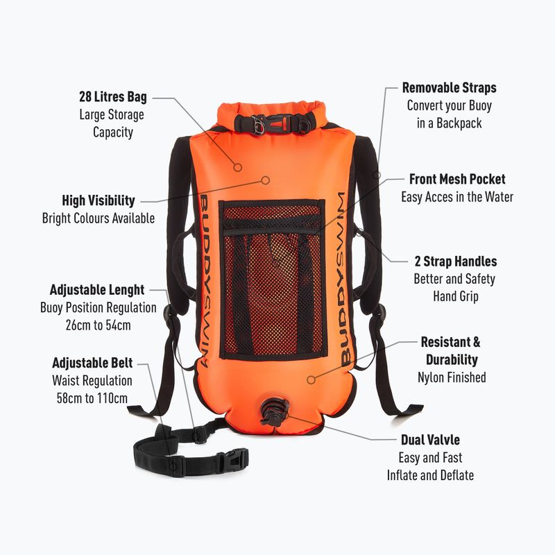 Safety buoy BuddySwim Backpack 28 l orange 2