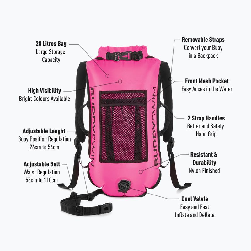 Safety buoy BuddySwim Backpack 28 l pink 2