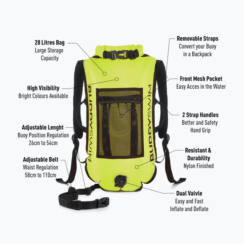 Safety buoy BuddySwim Backpack 28 l yellow 2