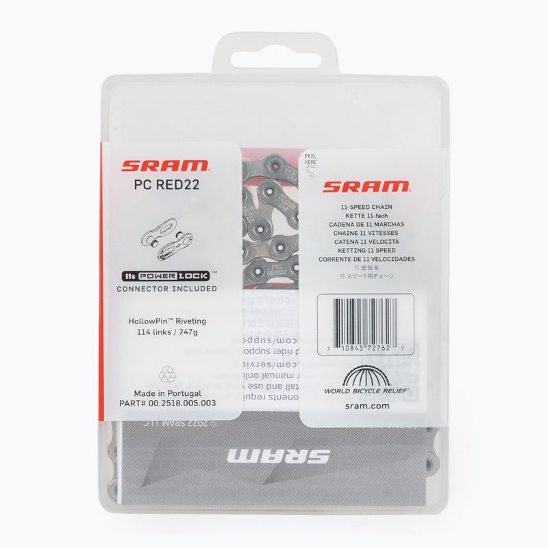 SRAM CN bicycle chain PCRED22 114LI W/ PWR.LCK 11S 1 grey 00.2518.005.003 2