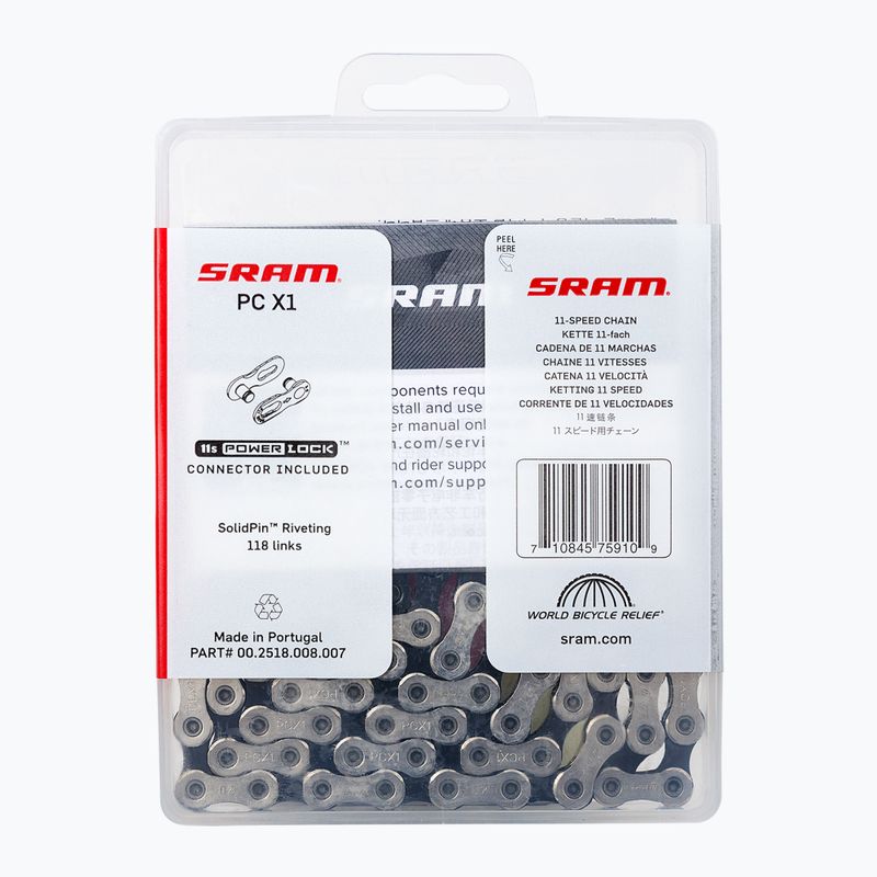 SRAM CN PCX1 118LI W/ PWR.LCK 11S 1 bicycle chain silver 00.2518.008.007 2