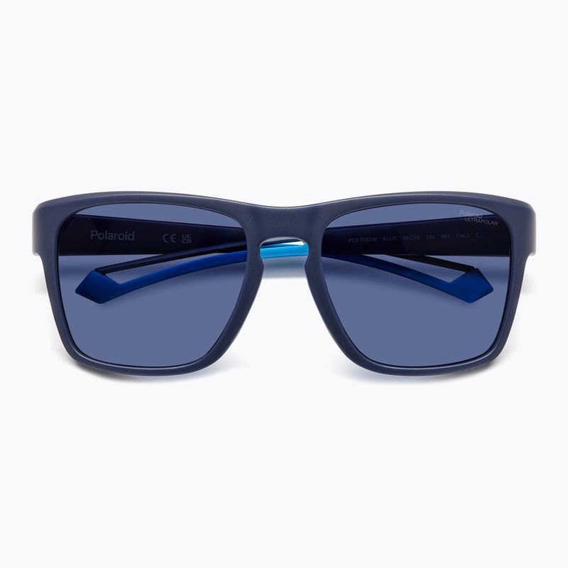 Men's Polaroid PLD 7052/S matte blue/blue polarised high contrast sunglasses 4