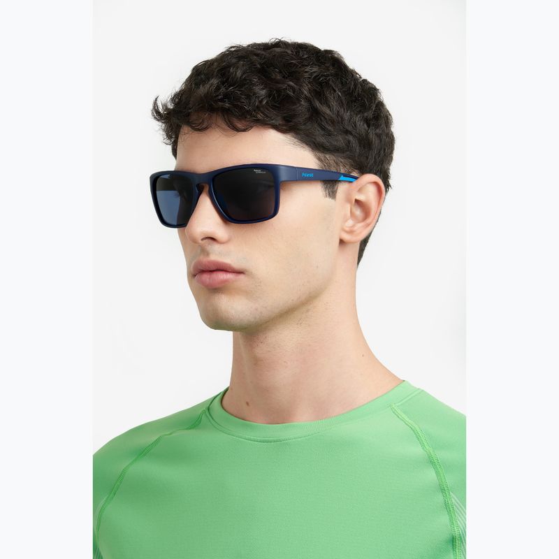 Men's Polaroid PLD 7052/S matte blue/blue polarised high contrast sunglasses 8