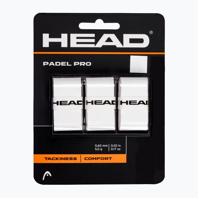 HEAD Padel Pro racquet wraps 3 pcs white.