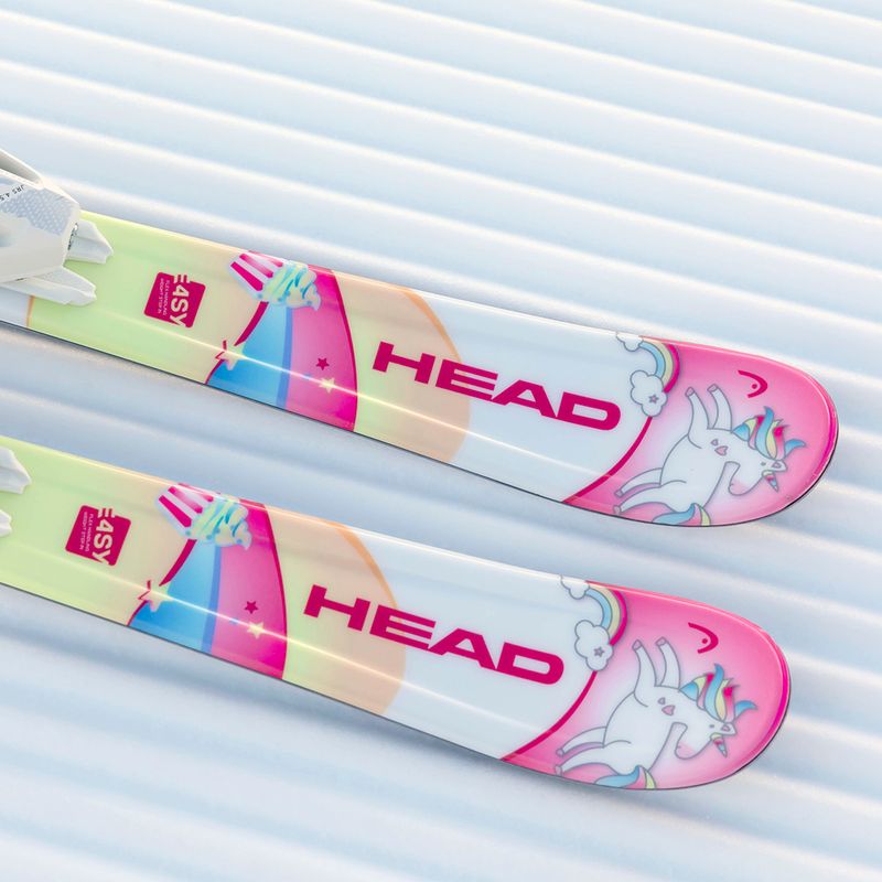 Children's alpine skis HEAD Unicorn Easy JRS + bindings Jrs 4.5 GW CA white/pink 12