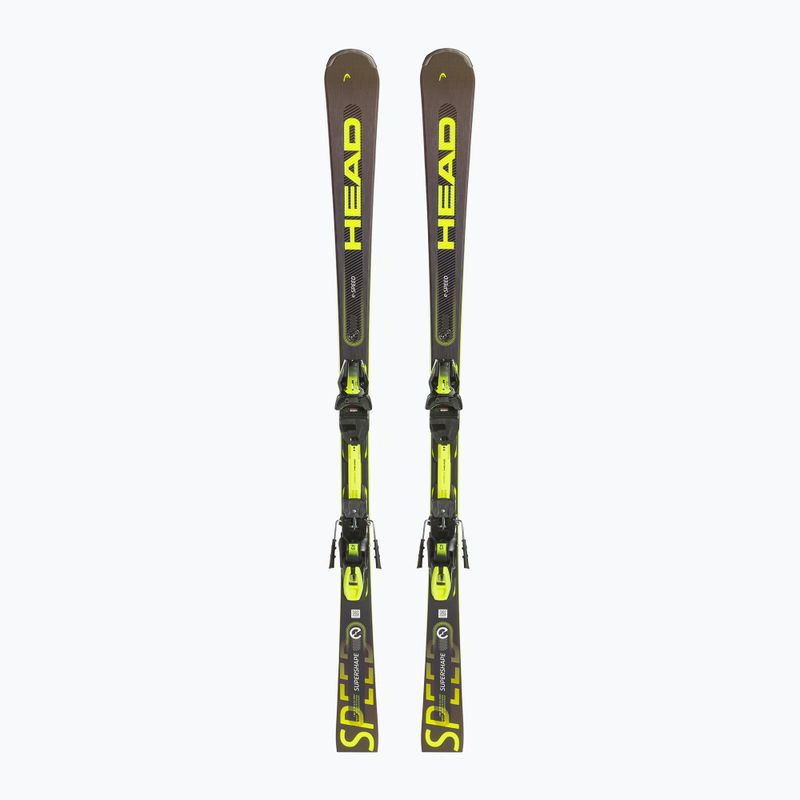 HEAD Supershape e-Speed SW SF-PR + PRD 12 black/neon yellow downhill skis