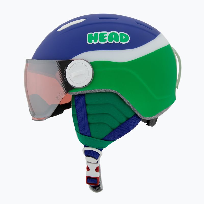 Head Mojo Visor Jr children's ski helmet blue/green/silver red 3