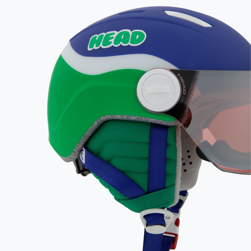 Head Mojo Visor Jr children's ski helmet blue/green/silver red 7