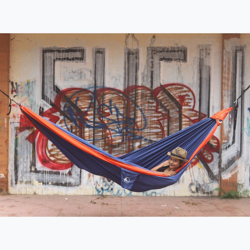 Ticket To The Moon Original navy blue and orange two-person hiking hammock TMO3935 9