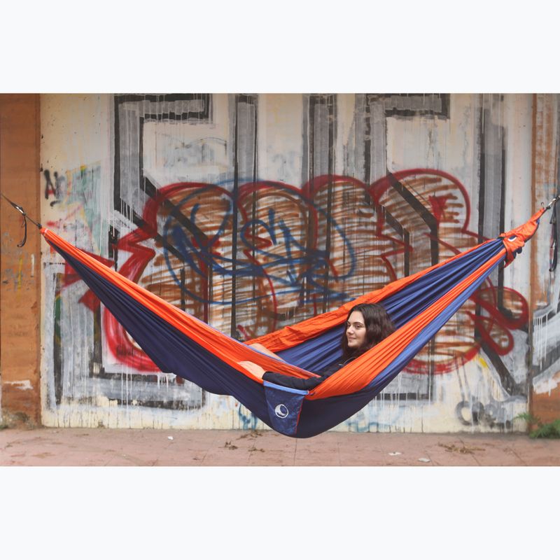 Ticket To The Moon Original navy blue and orange two-person hiking hammock TMO3935 10