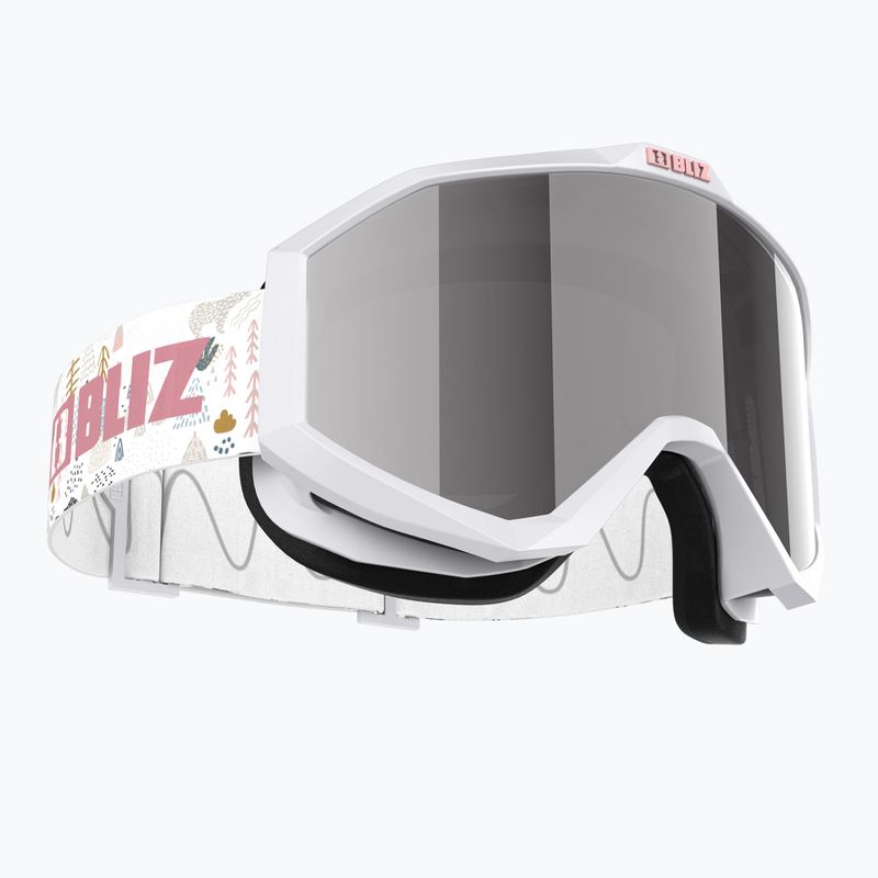 Children's ski goggles Bliz Liner Jr white pink logo/pink&silver mirror