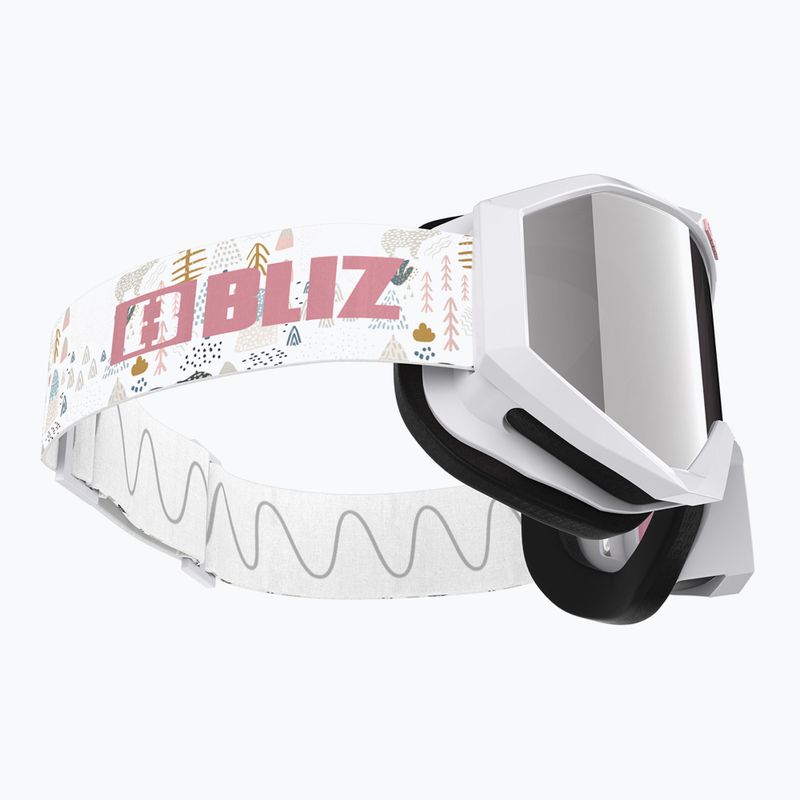 Children's ski goggles Bliz Liner Jr white pink logo/pink&silver mirror 4