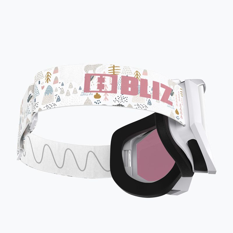 Children's ski goggles Bliz Liner Jr white pink logo/pink&silver mirror 5