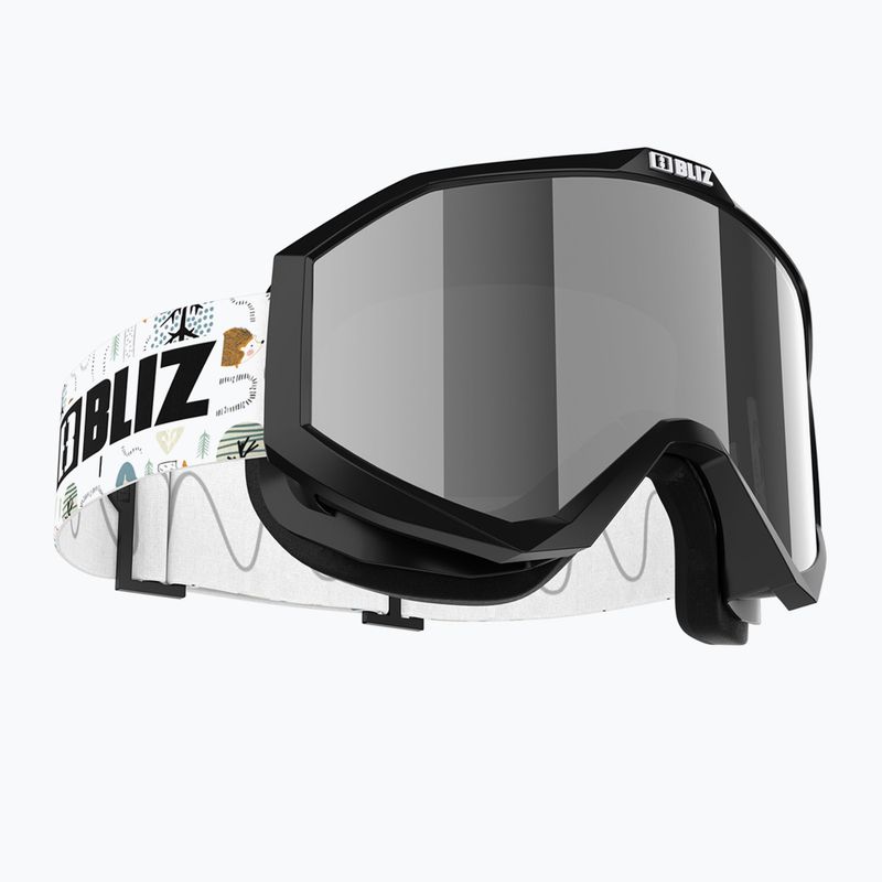 Children's ski goggles Bliz Liner Jr black white logo/brown&silver mirror