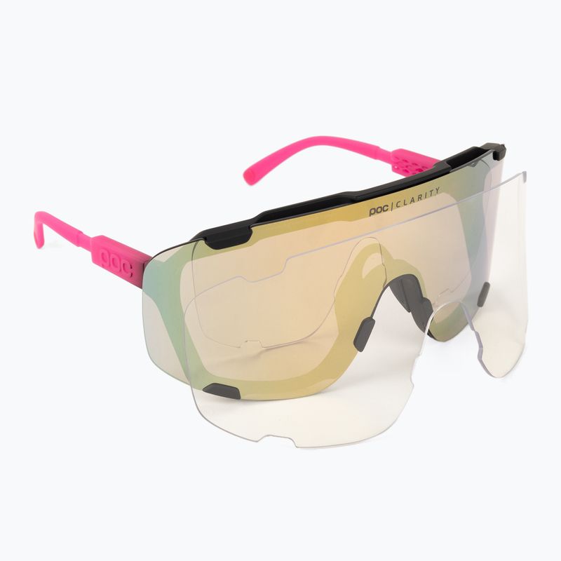 Bicycle goggles POC Devour fluo pink/uranium black translucent/clarity road gold