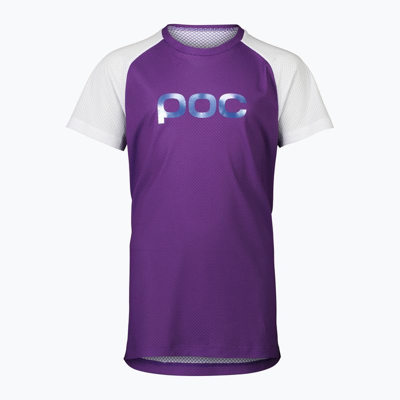 Children's cycling jersey POC Essential MTB sapphire purple/hydrogen white