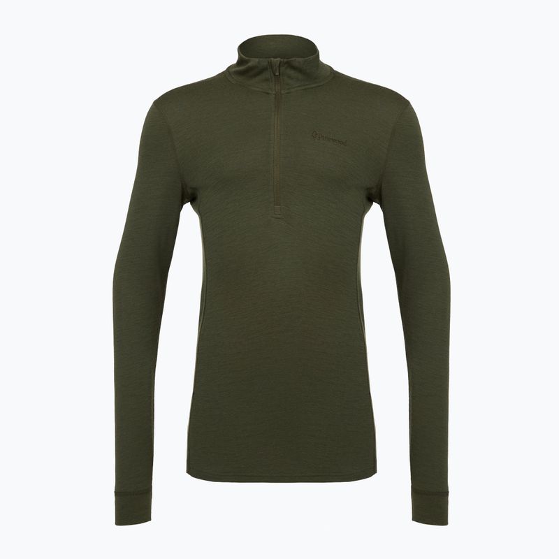 Men's Pinewood Abisko Merino Base Layer Half Zip thermal sweatshirt d.mossgreen