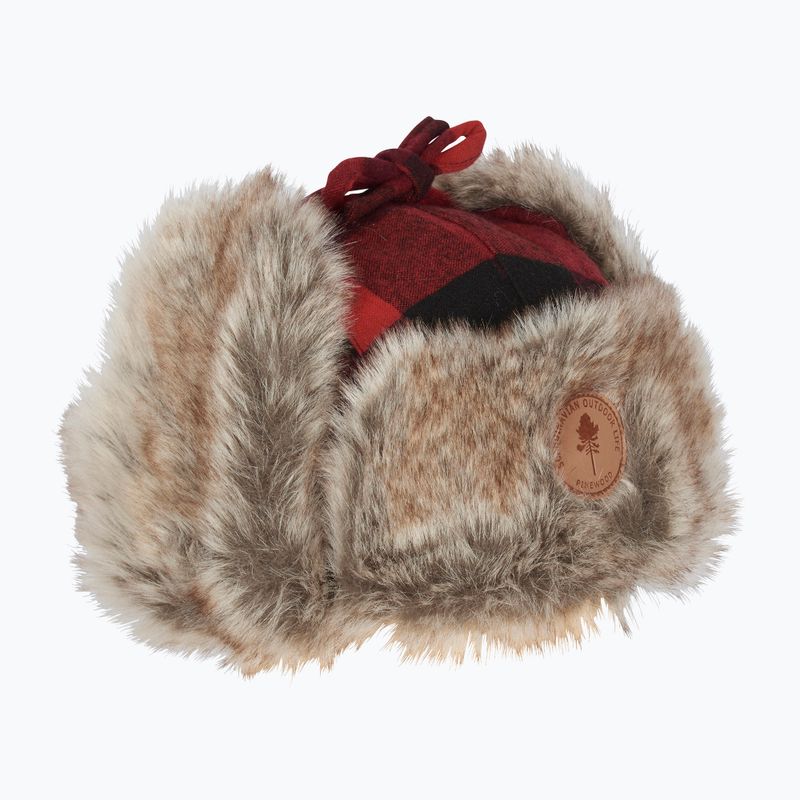 Pinewood Classic Checked Fur winter cap red / black 3