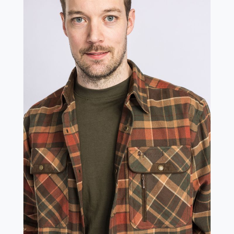 Men's Pinewood Prestwick Exclusive shirt d.green/terracotta 5
