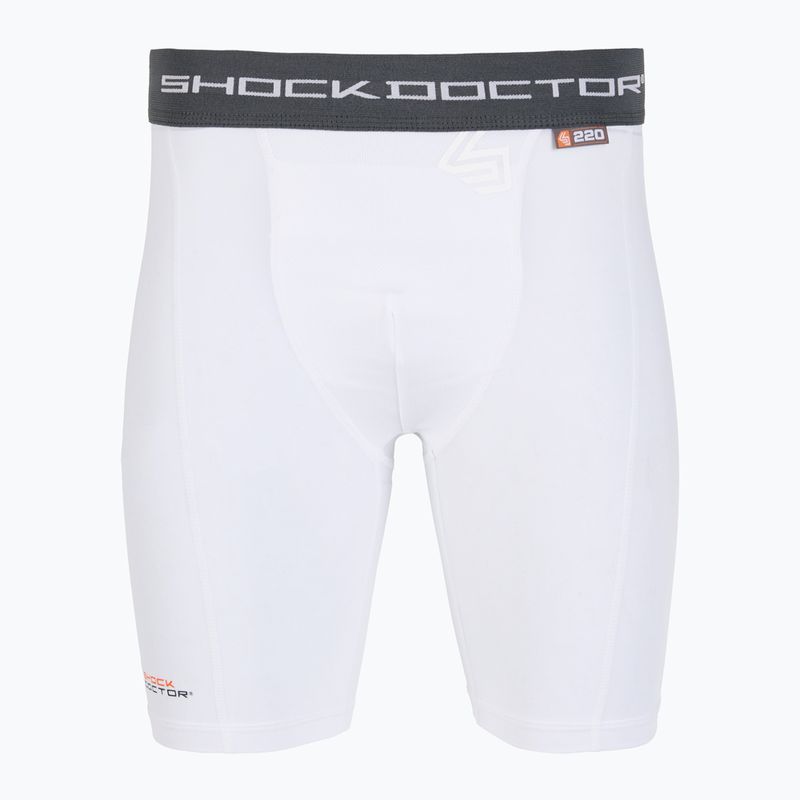 Compression shorts with crotch protector Shock Doctor Compression white