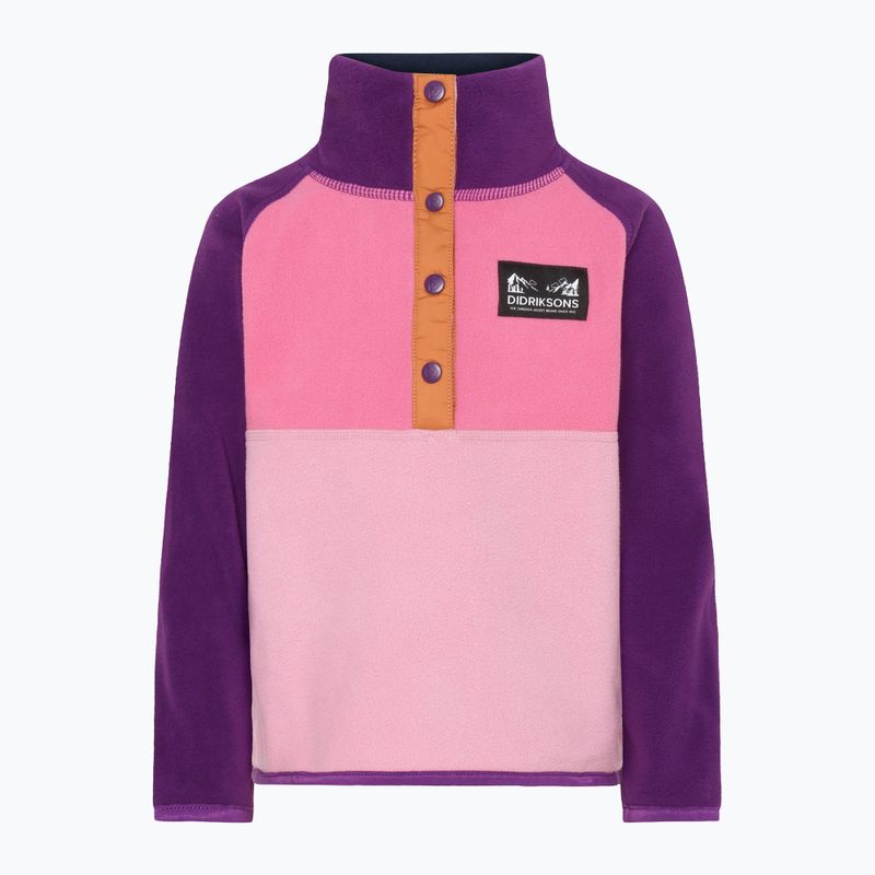 Didriksons Monte Half Button children's fleece sweatshirt light heather pink 8