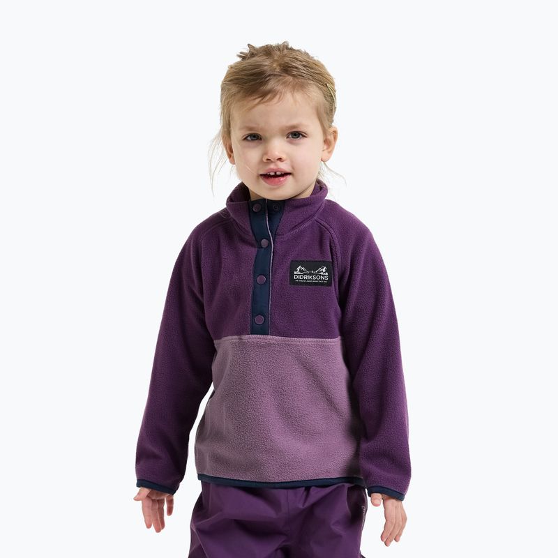 Children's fleece sweatshirt Didriksons Monte 6 Half Button northern purple 3