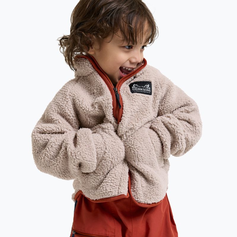 Children's fleece sweatshirt Didriksons Gibbsc 2 Fz beach beige/rust 3