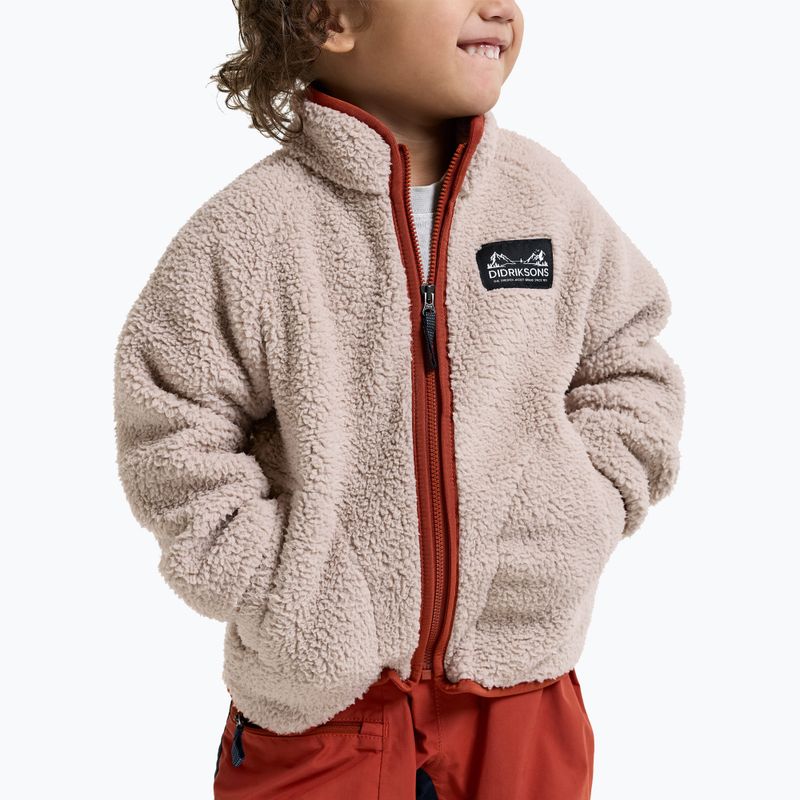 Children's fleece sweatshirt Didriksons Gibbsc 2 Fz beach beige/rust 8