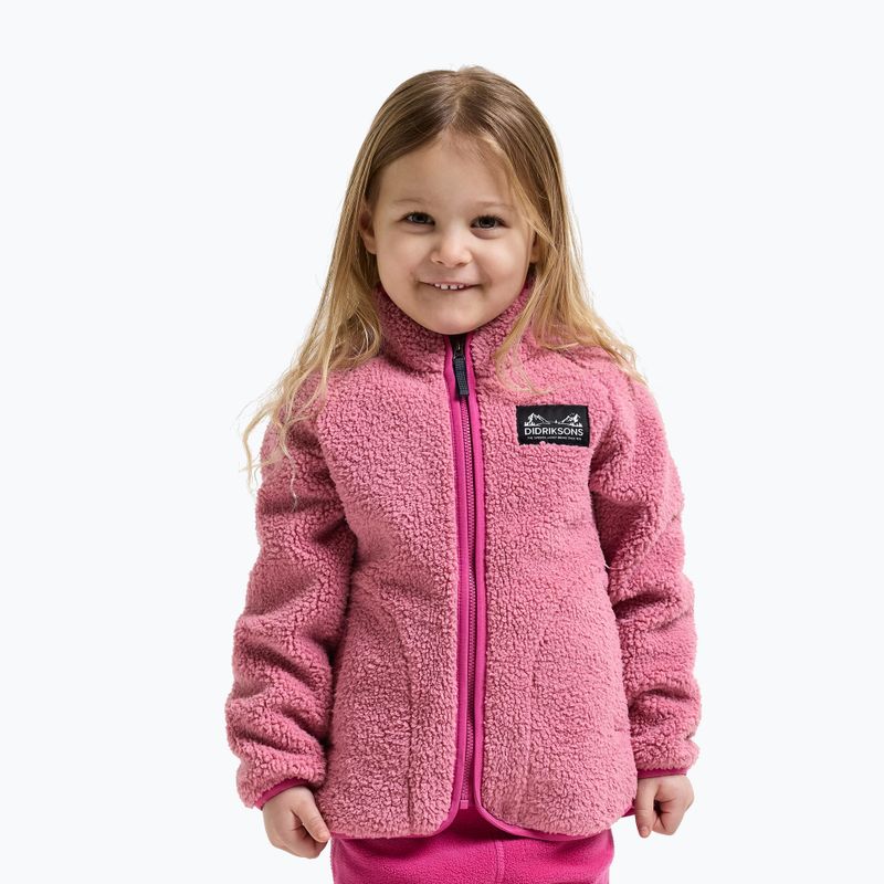 Children's fleece sweatshirt Didriksons Gibbsc 2 Fz heather pink/cactus pink