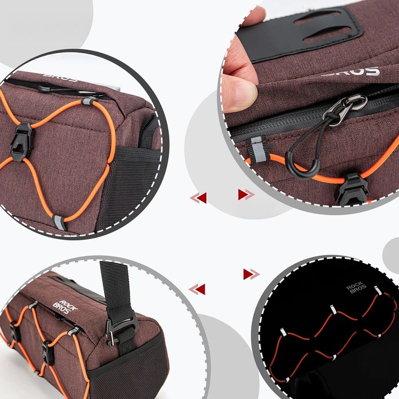 Handlebar bag Rockbros 30110054 Bike Front Bag 2,2 l brown 3