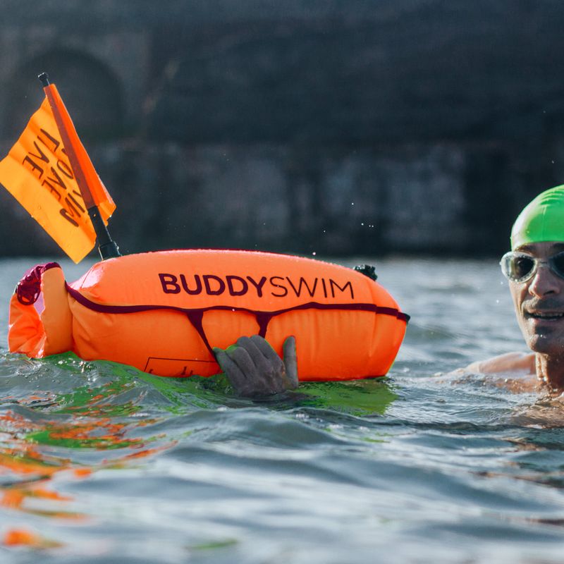 Safety buoy BuddySwim Dry Bag with Flag 28 l orange 3