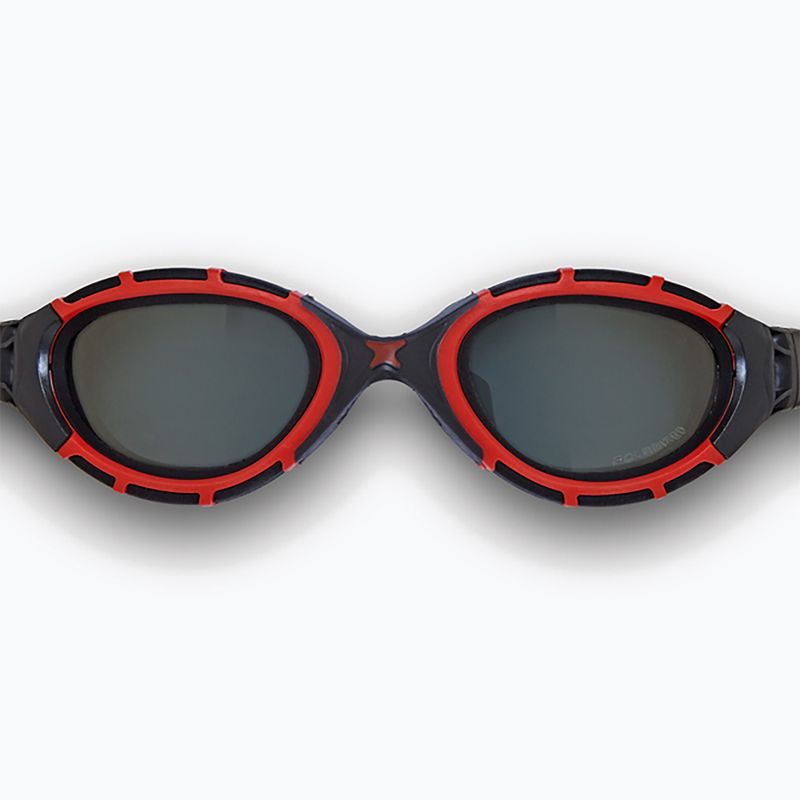 Zoggs Predator Flex Polarised red/ black/ smoke polarised swimming goggles 2
