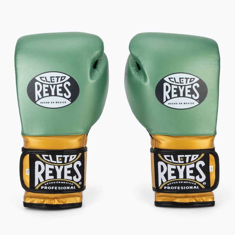 Cleto Reyes Velcro Sparring metallic green/gold wbc boxing gloves 2