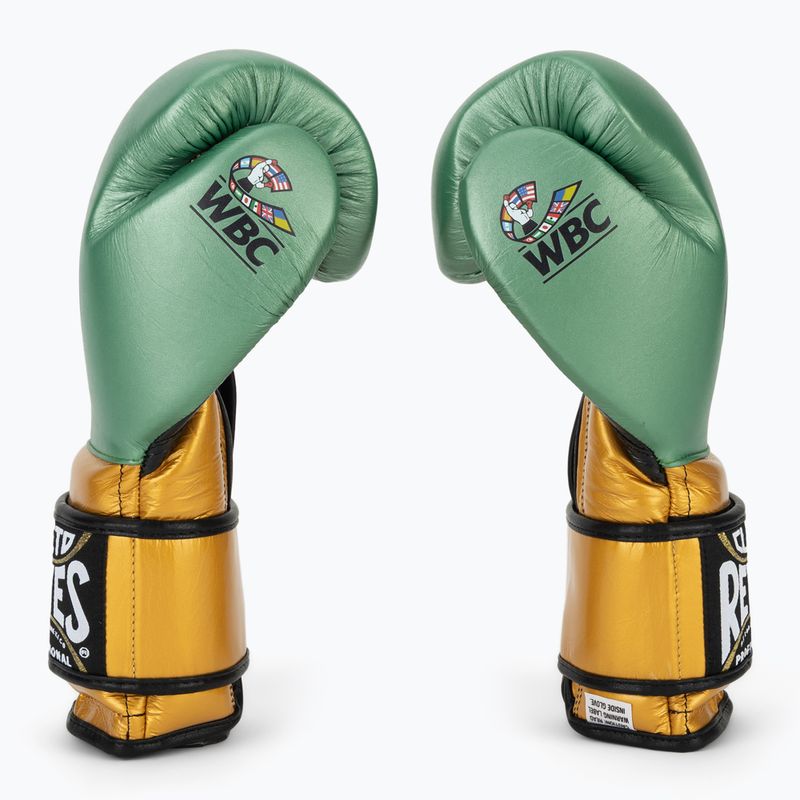 Cleto Reyes Velcro Sparring metallic green/gold wbc boxing gloves 4