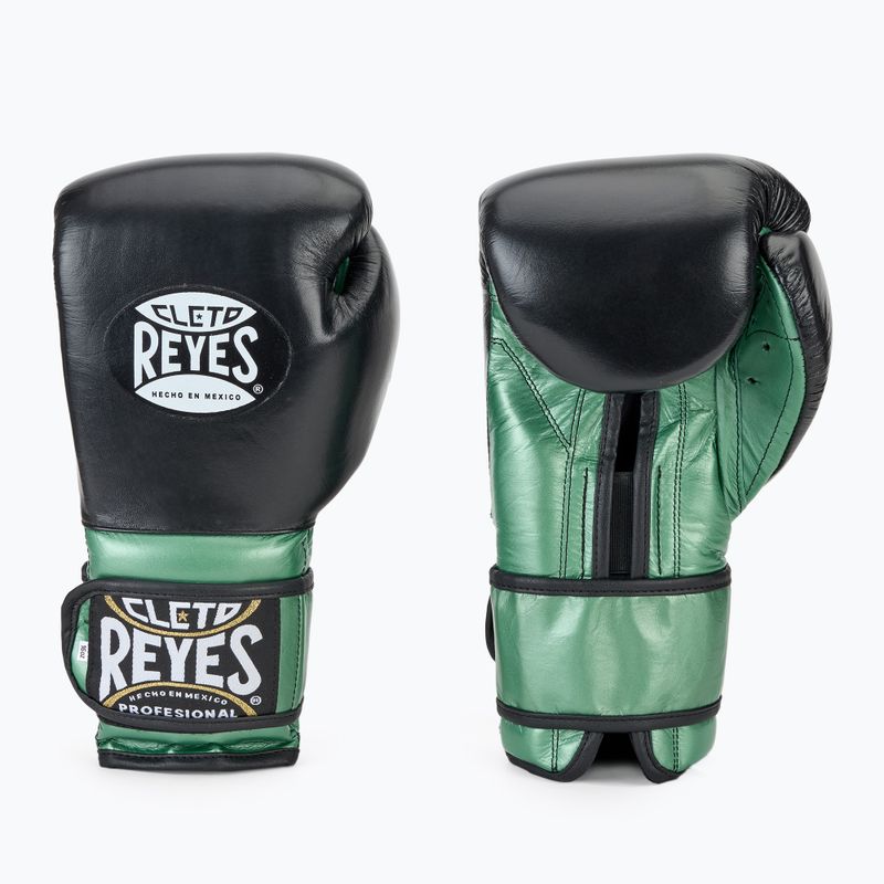 Cleto Reyes Velcro Sparring green metallic pistachio/black boxing gloves 3