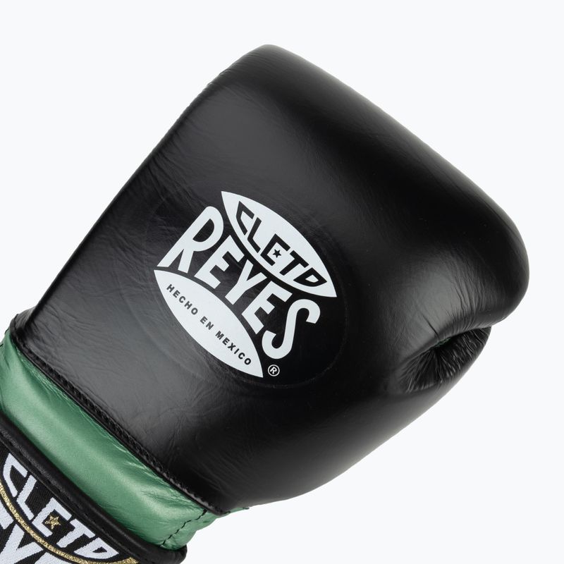 Cleto Reyes Velcro Sparring green metallic/black boxing gloves 4