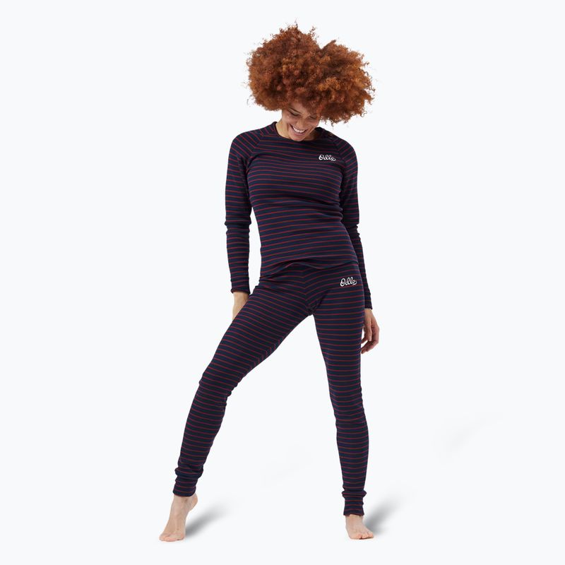 Women's thermal top ODLO Warm Originals Stripes Bl Top Crew Neck dark saphire 2
